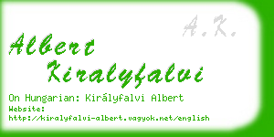 albert kiralyfalvi business card